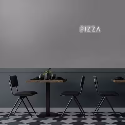 چراغ دیواری نئون دیزاین طرح Pizza-Text_WHT