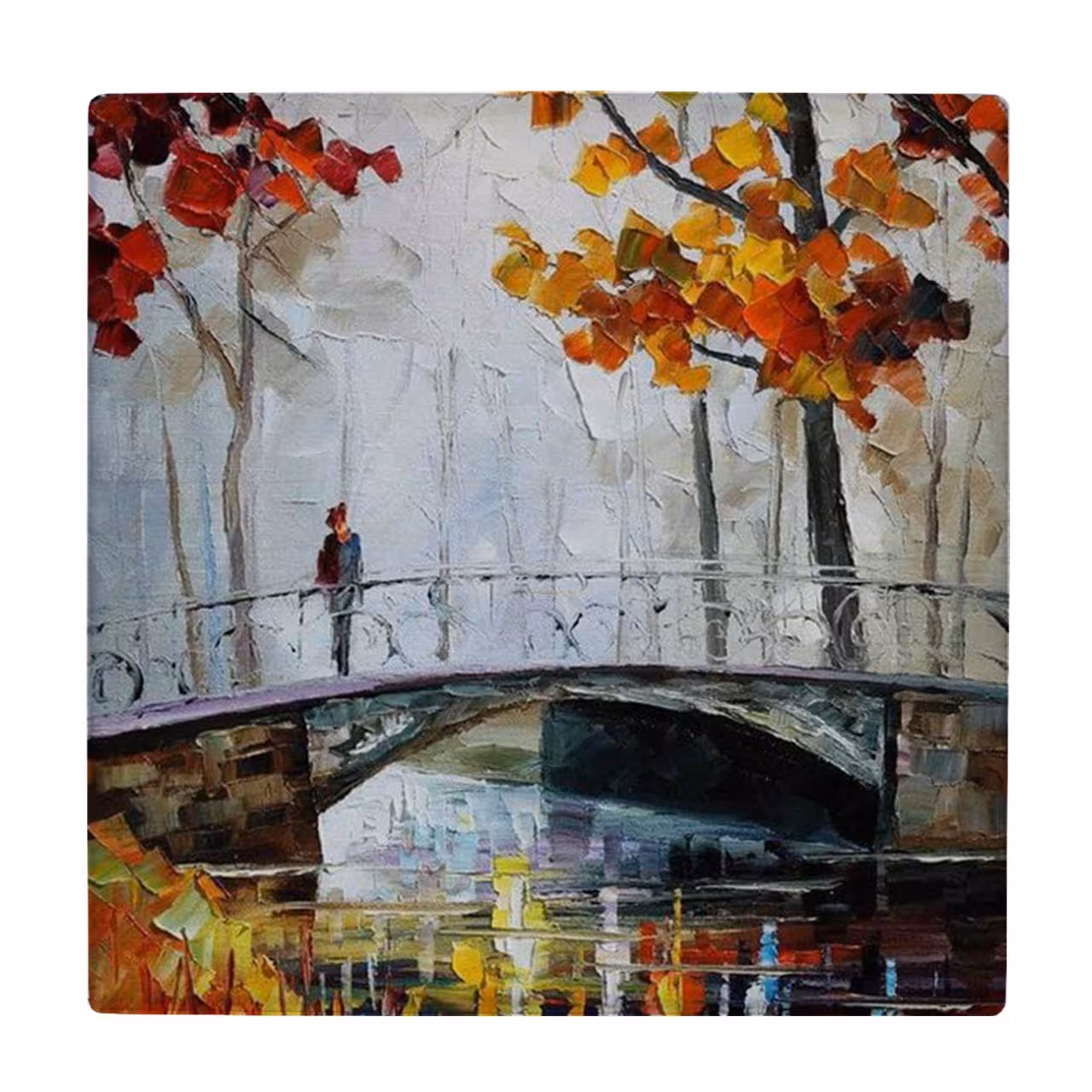 زیر لیوانی طرح نقاشی پل و جنگل پاییزی کد    3853384_1879