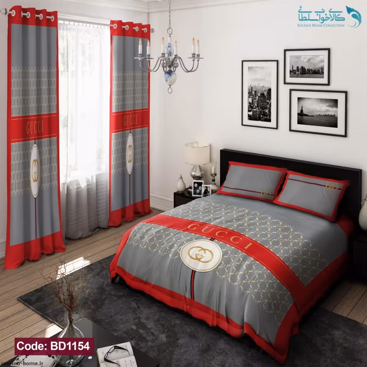 روتختی طرح گوچی قرمز دونفره کد BD1154