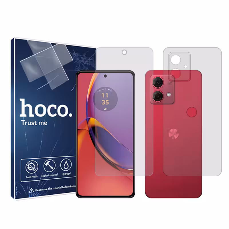 گلس صفحه نمایش و پشت گوشی موتورولا Moto G84 مدل شفاف برند هوکو کد SS