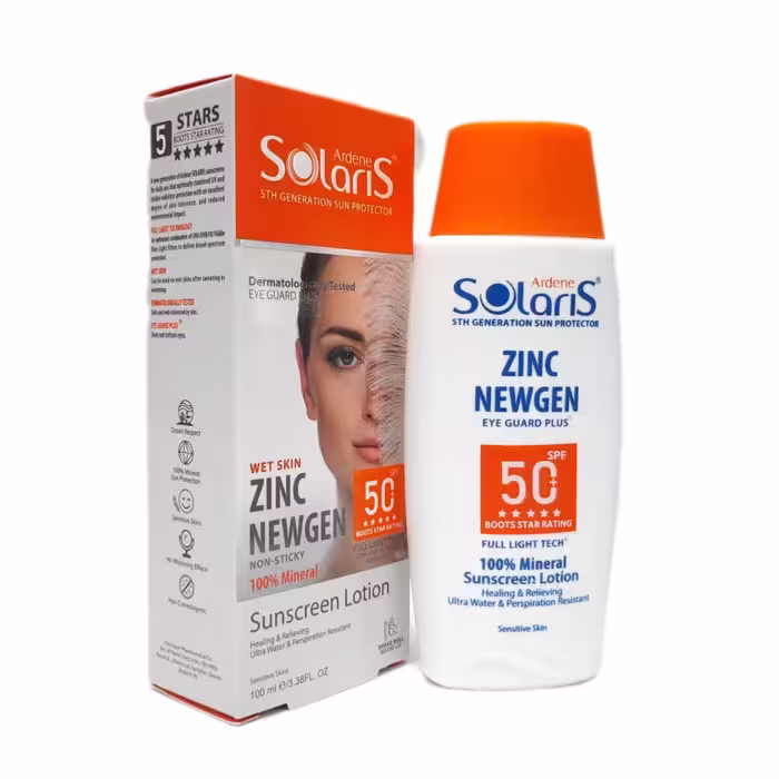 لوسیون ضدآفتاب و التیام بخش پوست حساس آردن سولاریس SPF50 حجم100 میل
