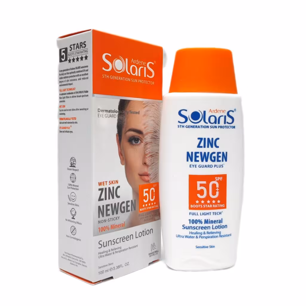 لوسیون ضدآفتاب و التیام بخش پوست حساس آردن سولاریس SPF50 حجم100 میل