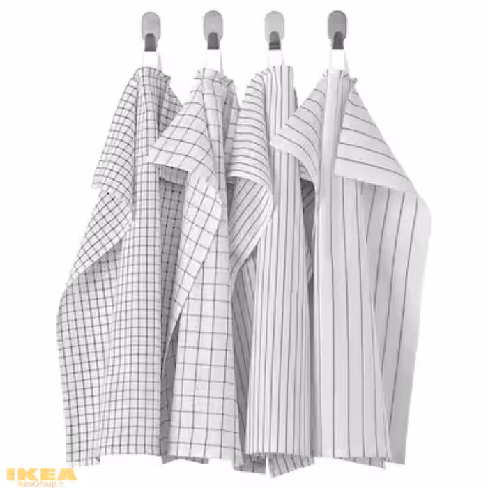 دستمال آشپزخانه طرح دار سفید خاکستری مدل RINNIG | برند ایکیا | ارسال 15 الی 20 روز کاری