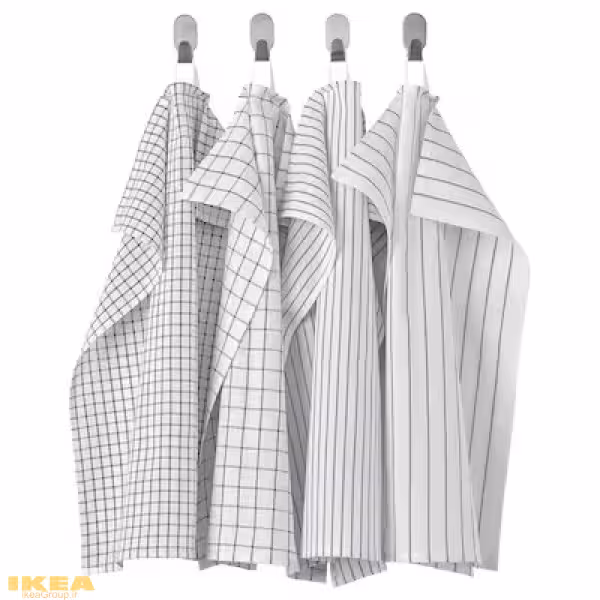 دستمال آشپزخانه طرح دار سفید خاکستری مدل RINNIG | برند ایکیا | ارسال 15 الی 20 روز کاری