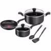 سرویس قابلمه و تابه 7 پارچه تفال مدل TEFAL SuperCook رنگ مشکی