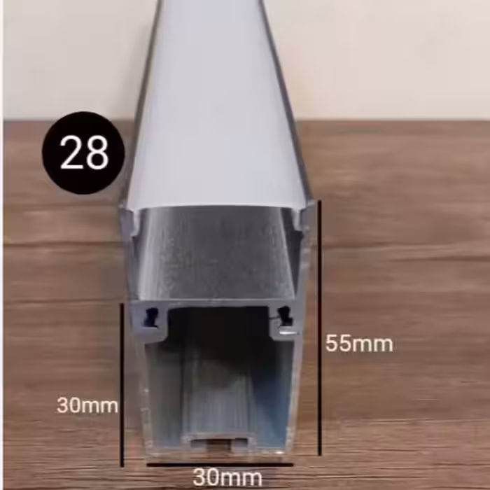 پروفیل لاینر نوری آلومینیومی دو سلول روکار به همراه دیفیوزر کد 28