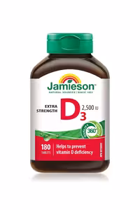 قرص ویتامین D3 مقدار 2500 IU برند Jamieson - بسته 180 عددی