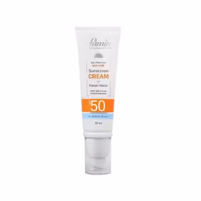 ضد آفتاب فیوژن واتر انواع پوست SPF50 ثمین 50 میلی‌لیتر Samin