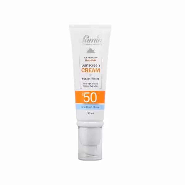 ضد آفتاب فیوژن واتر انواع پوست SPF50 ثمین 50 میلیلیتر Samin