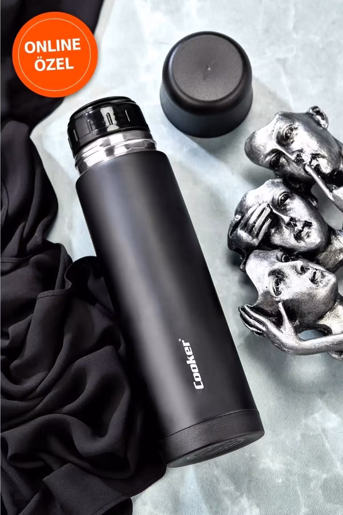 ترموس دو جداره استیل ضد زنگ 750 میل مشکی - 9163