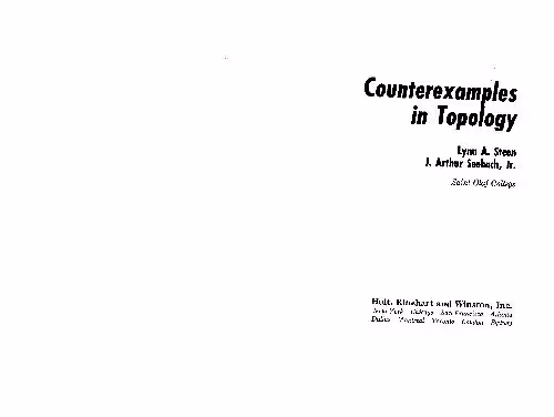 خرید و دانلود نسخه کامل کتاب Counterexamples In Topology