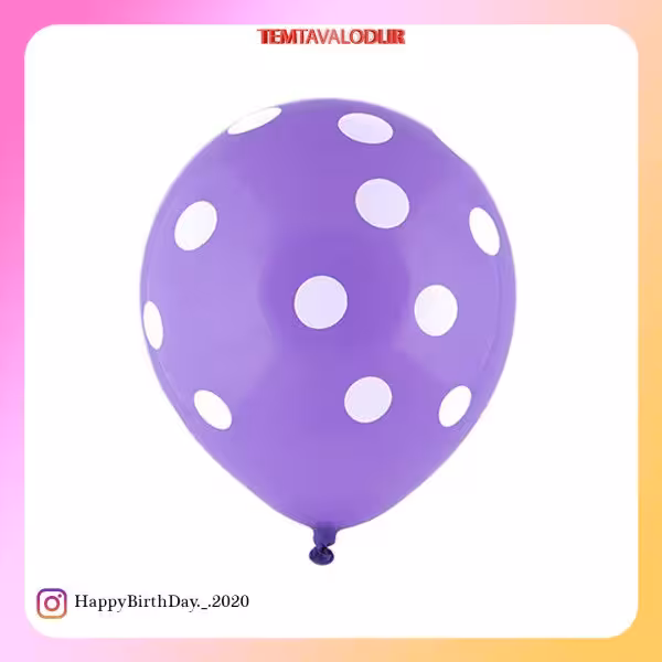 بادکنک لاتکس بنفش خال سفید
