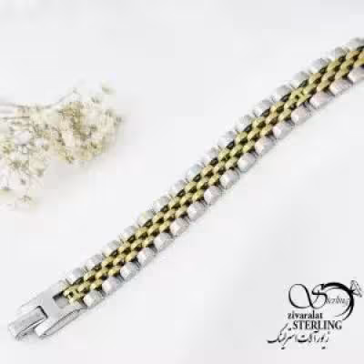 دستبند استیل رولکس دورنگ کد 16412