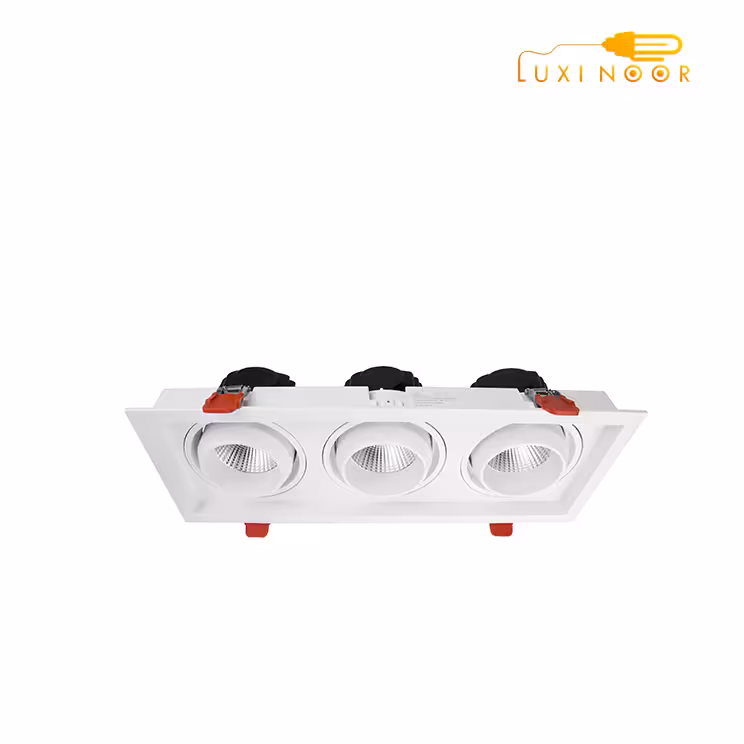 هالوژن سقفی توکار مستطیل متحرک 3 تایی بزرگ 72 وات شعاع کد 6703WH