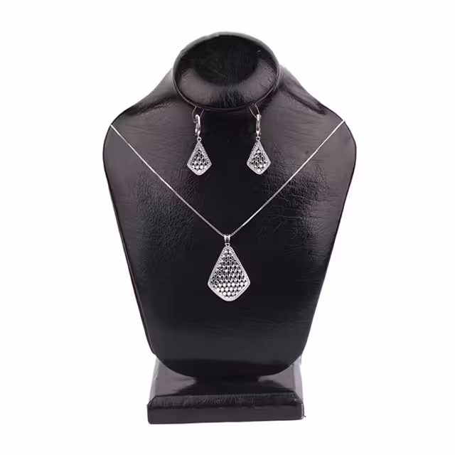 نیم ست تراش زنانه دور نگین نقره کد 124