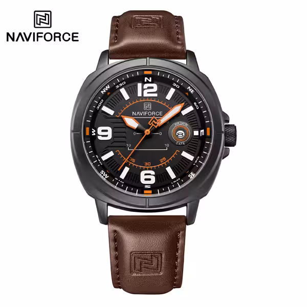 ساعت مچی اورجینال نیوی فورس مشکی قهوه ای مدل Naviforce NF8078