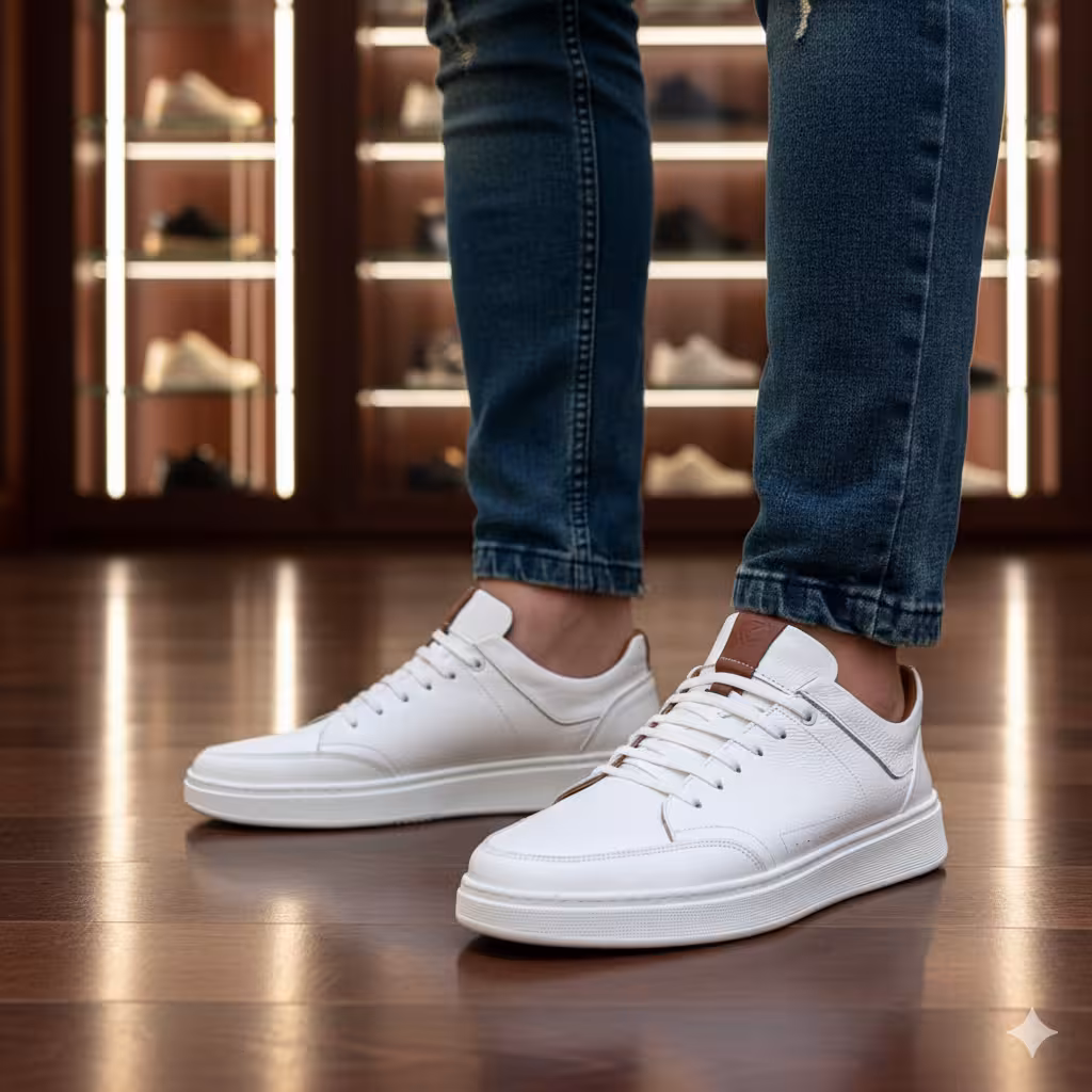 کفش چرم مردانه ونس کد VN059WH رنگ سفید