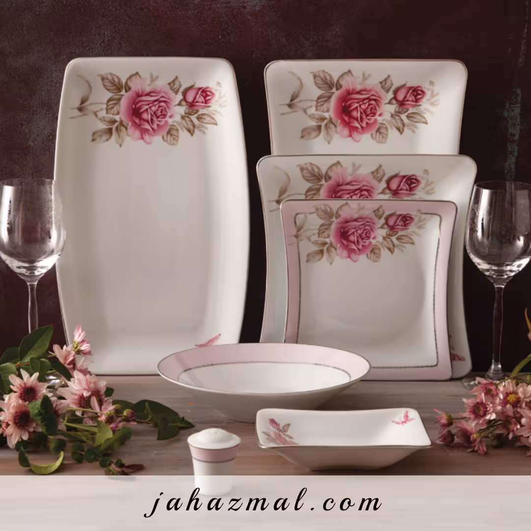 سرویس چینی زرین طرح رزفلاور پلاتینی 30 پارچه
