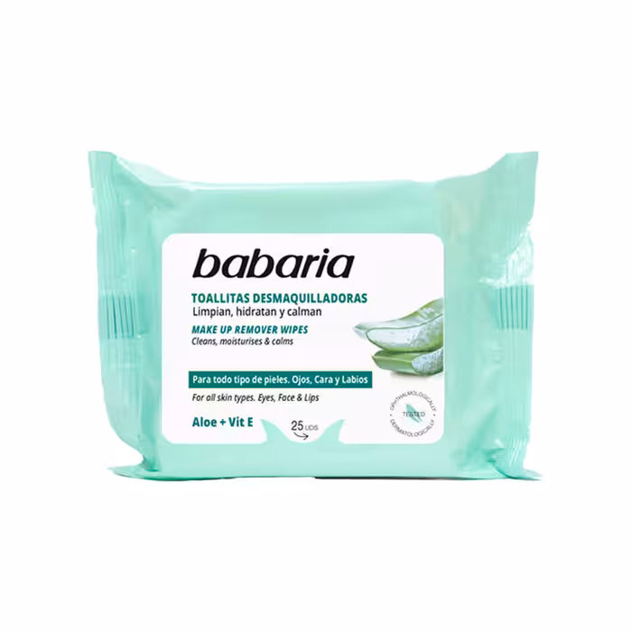 دستمال مرطوب پاک کننده آرایش باباریا حاوی عصاره آلوئه ورا