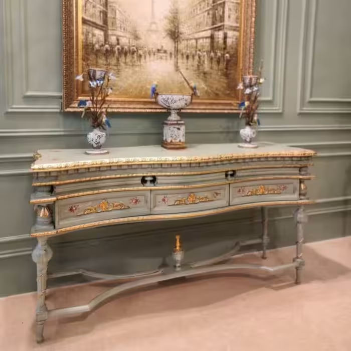 میز کنسول جدید ویولا آبی و طلایی