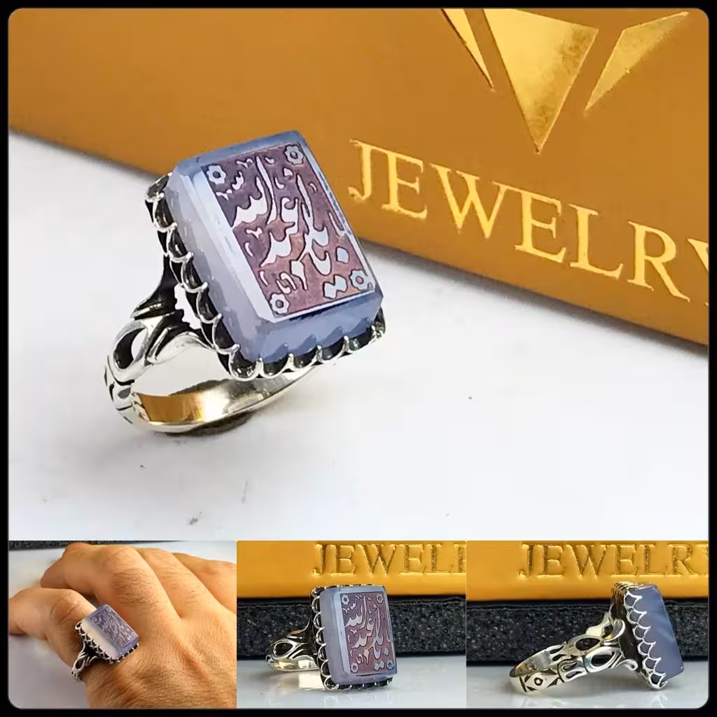 انگشترزیبای عقیق یمنی کبود اصلی 
رکاب صفوی
حکاکی یااباعبدالله
