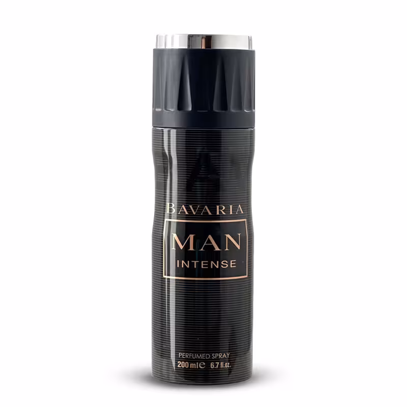 اسپری بدن رایحه باواریا man intence فراگرنس حجم 200ml