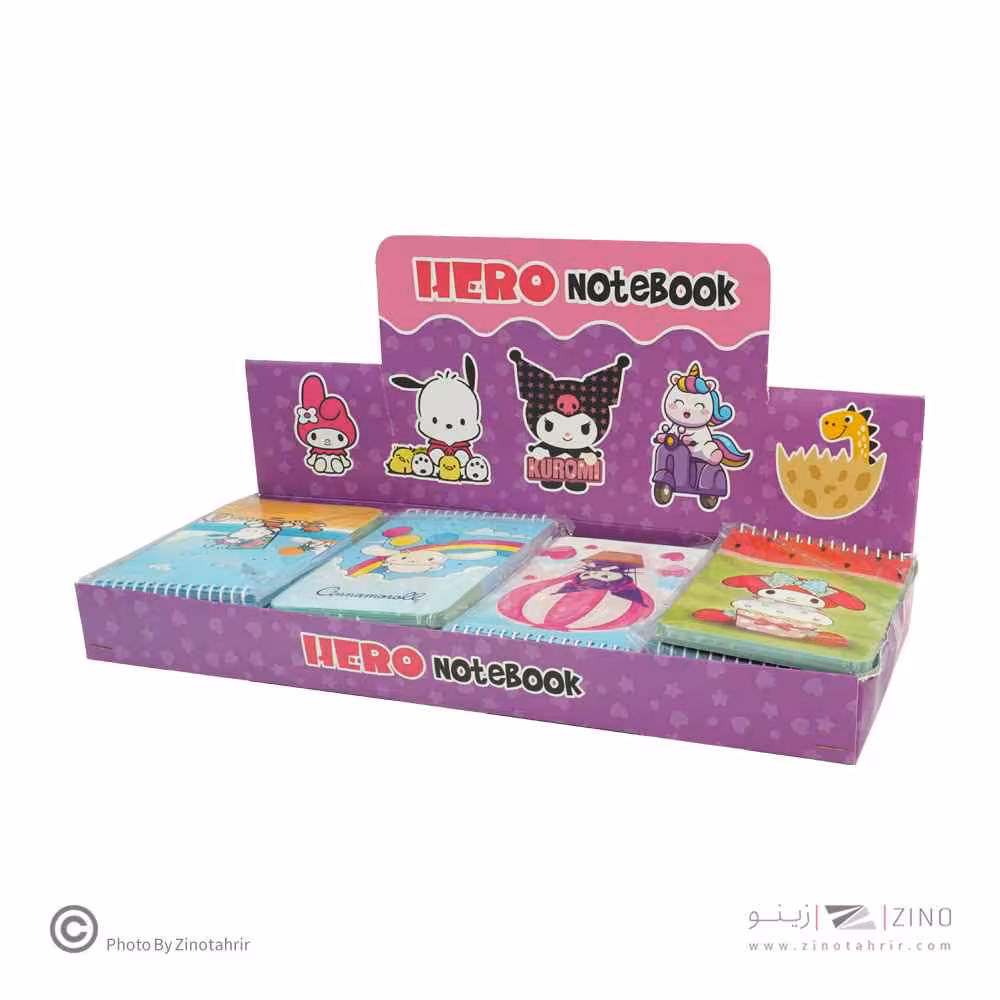 دفتریادداشت سیم از بالا حاشیه دار هیرو طرح فانتزی