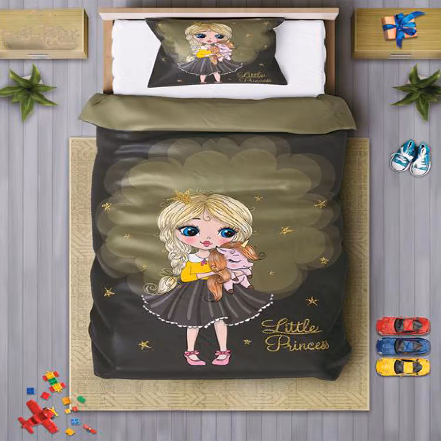 سرویس روتختی دخترانه چیداری مدل 7142 یک نفره چهار تکه