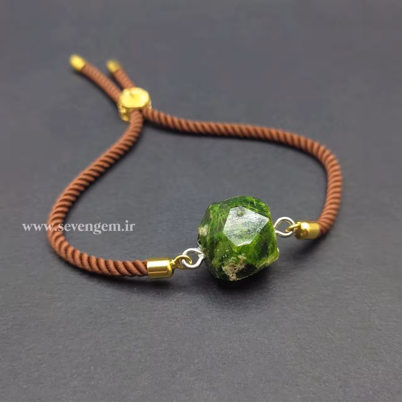 دستبند زنانه سنگ گارنت سبز (کد49)