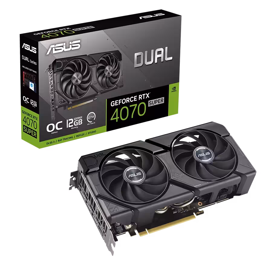 کارت گرافیک ایسوس DUAL RTX 4070 SUPER EVO OC | فروشگاه گیمینگ تکاف
