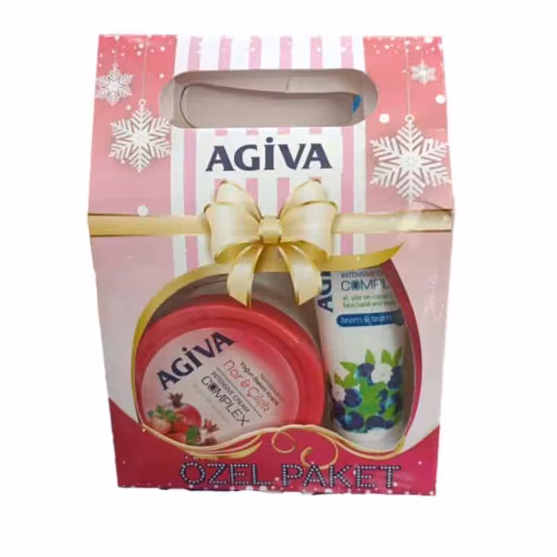 پک کادویی کرم مرطوب کننده آگیوا Agiva Nar & Çilek حاوی عصاره انار و توت فرنگی 300 میل   75 میل
