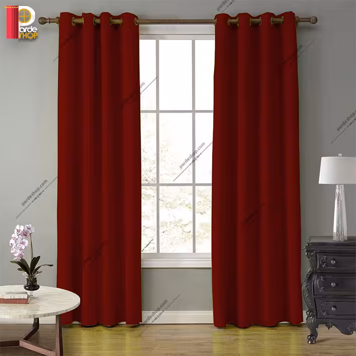 پرده پانچی هازان (کتان) رنگ زرشکی ارتفاع 270 سانتی متر