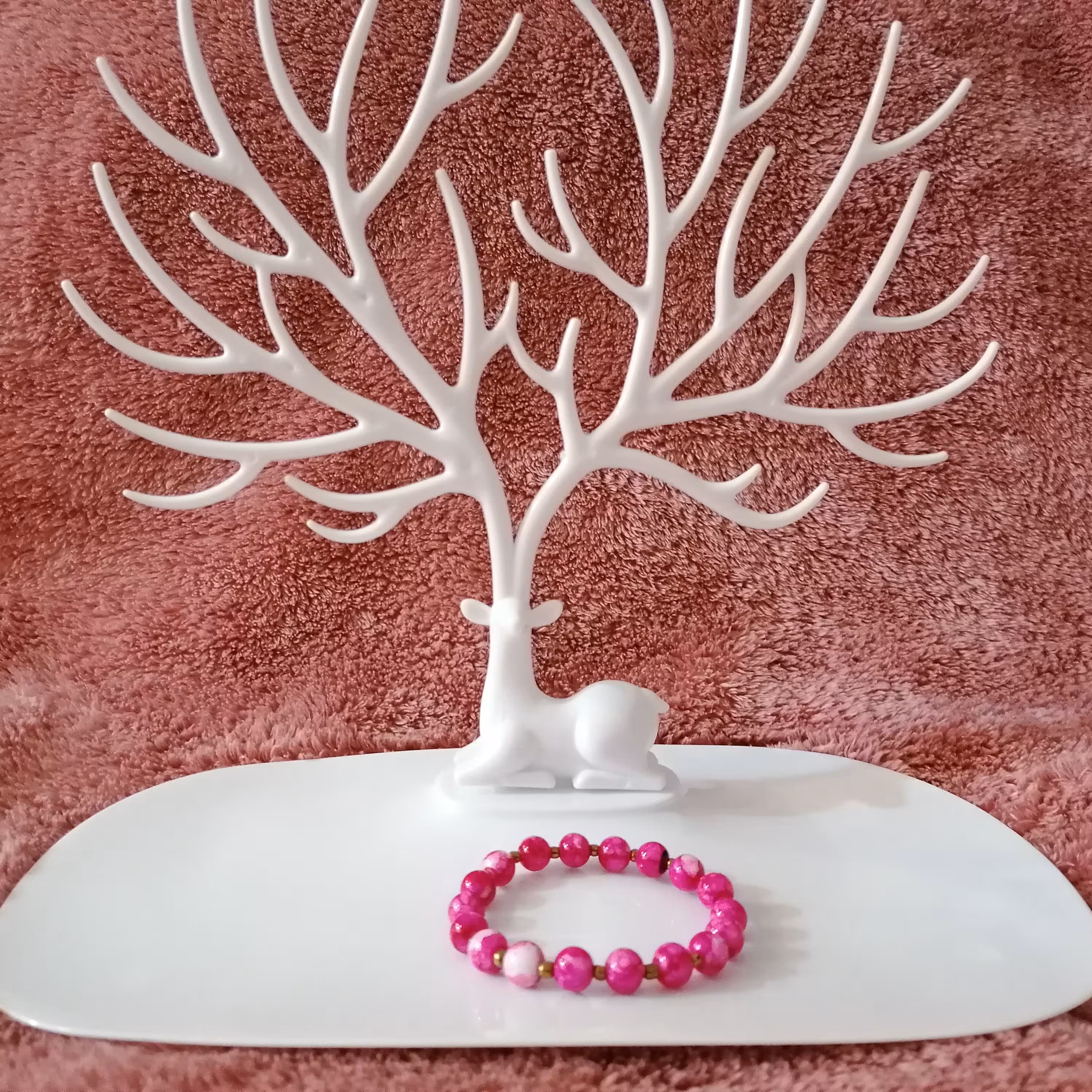 دستبند سنگ آبرنگی سرخابی