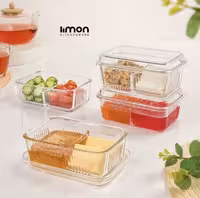 کره و مربا خوری شیشه ای دو خانه درب دار لیمون