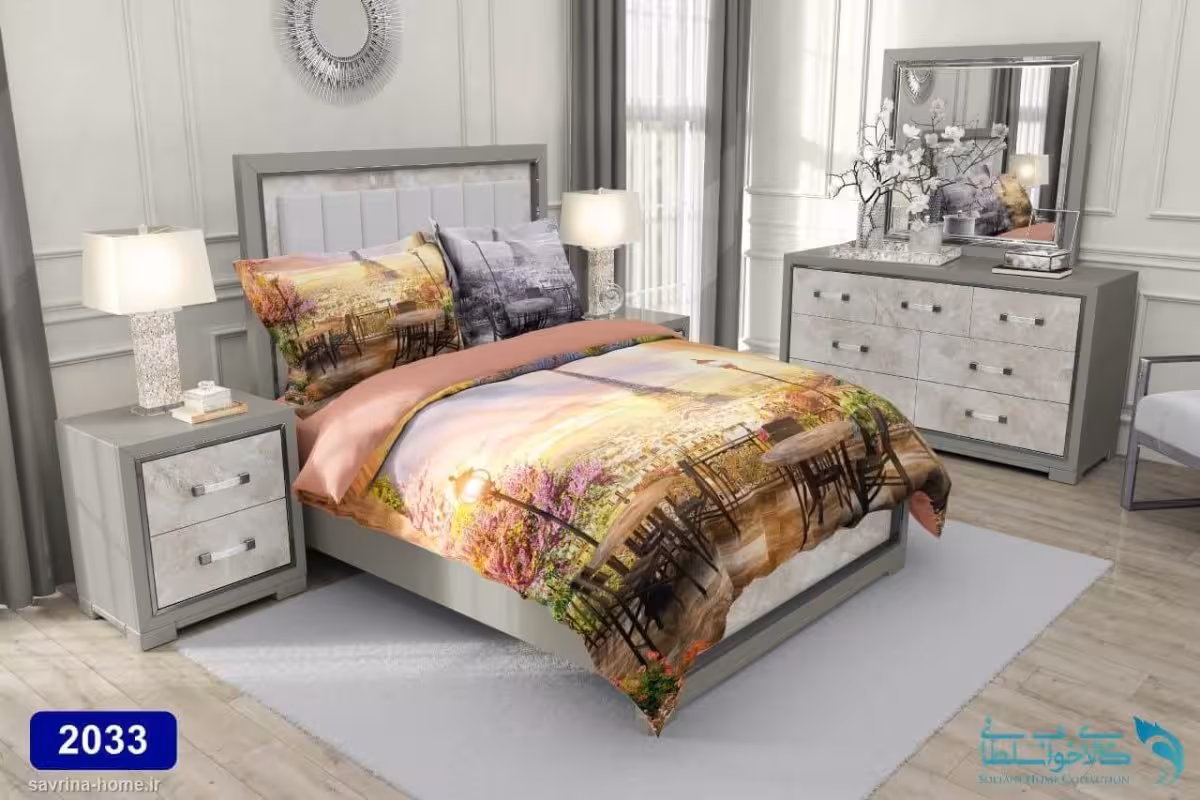 سرویس لحاف سه بعدی سری برج ایفل کد 2033 دونفره 6 تکه