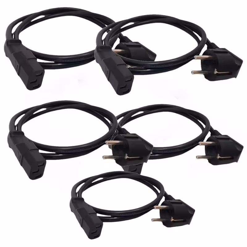 کابل برق سه پین منبع تغذیه کامپیوتر مدل 10 آمپر طول 1.2 متر بسته 5 عددی | کالا مکس