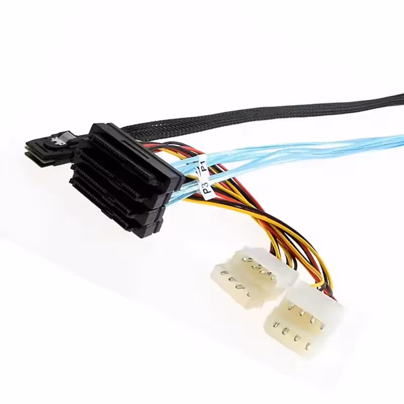 کابل تبدیل Mini SAS SFF-8087 به 4 پورت SFF8482 29Pin   برق 4 پین مدل SM91 - ایپکی