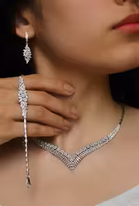 سرویس مجلل نقره جواهری زنانه کد 60609