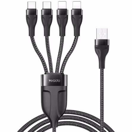 کابل USB به 4 سر TYPE C و Lightning یسیدو YESIDO CA111 طول 1.2 متر