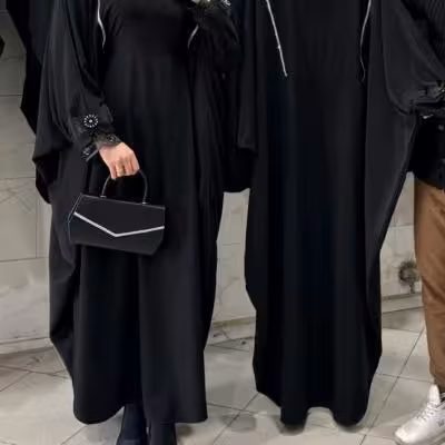 مانتو عبایی آستین پاپیون موجودی بپرسین