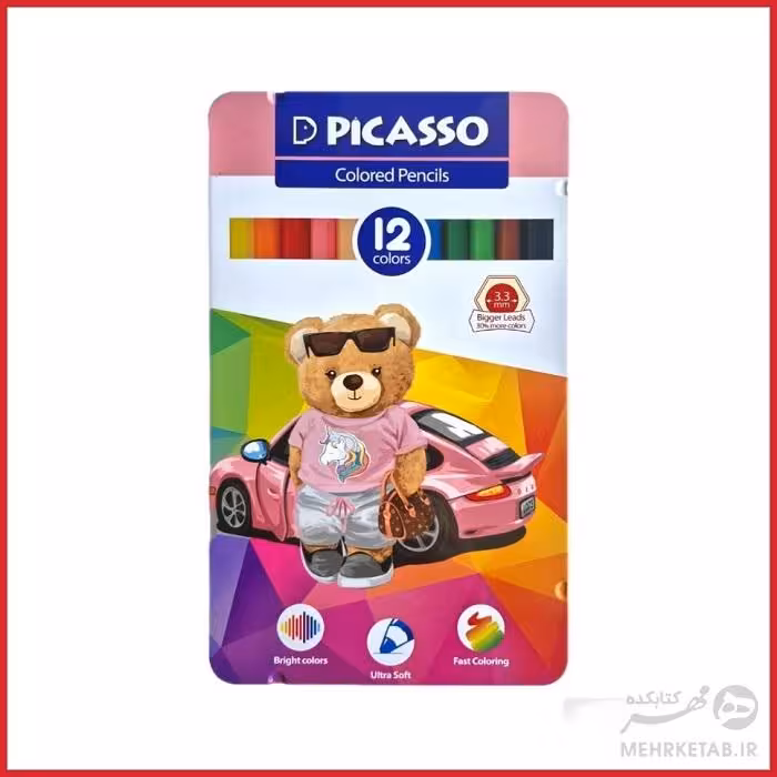مداد رنگی 12 رنگ جعبه فلزی پیکاسو