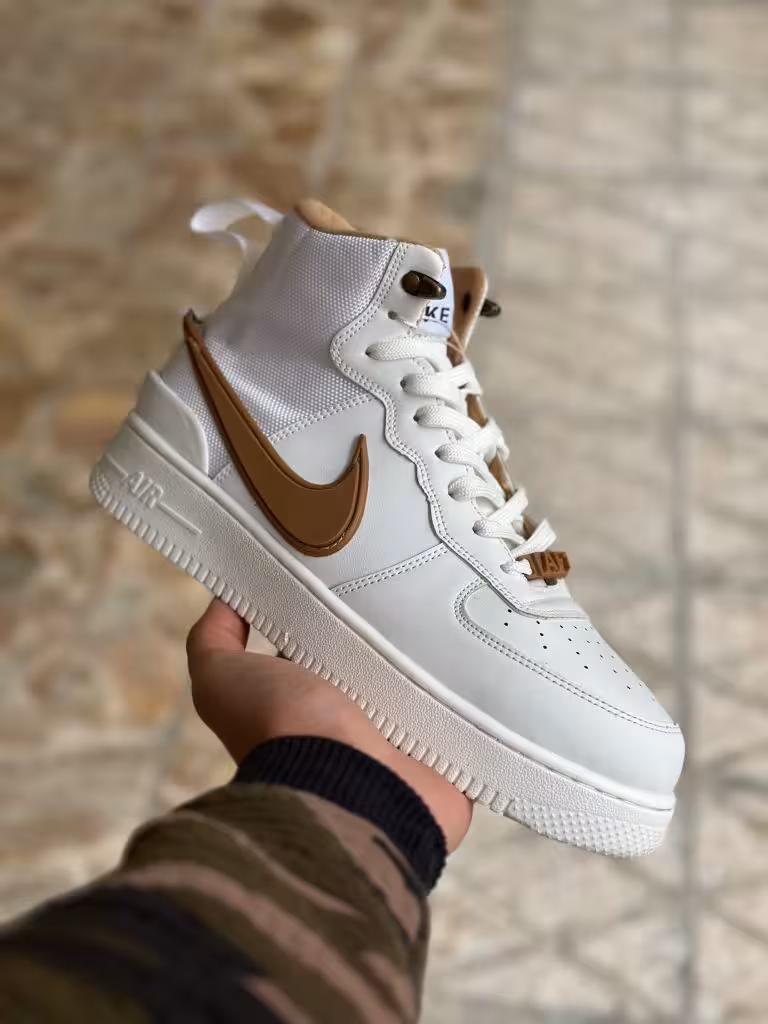 کتونی نایک امبوش ساقدار سفید قهوه ای ( 114 )