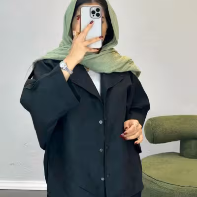 مانتو پانچو کتان زنبوری836