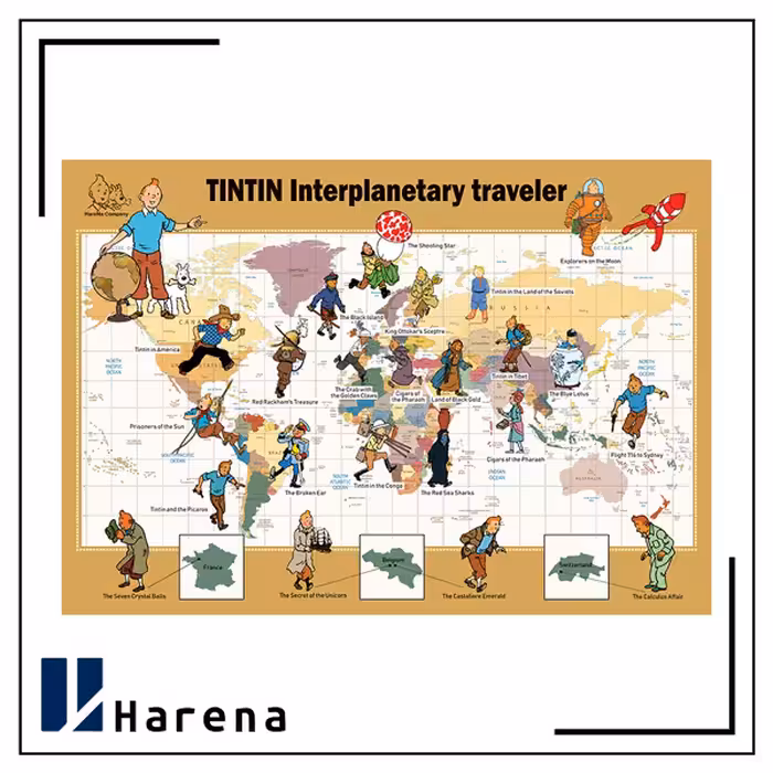 پوستر نقشه سفرهای تن تن