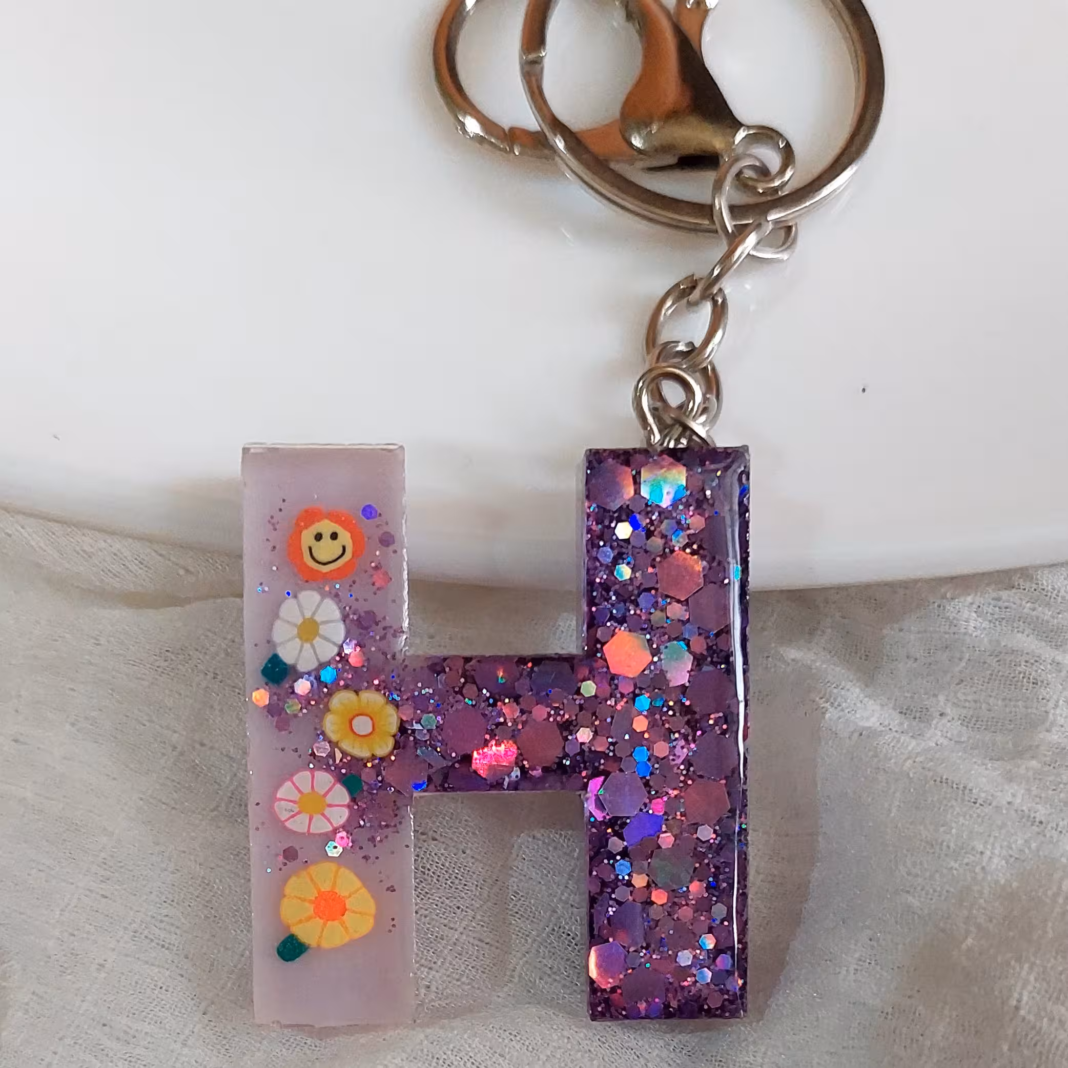 جا کلیدی H رزینی دست ساز  رنگ پاستیلی