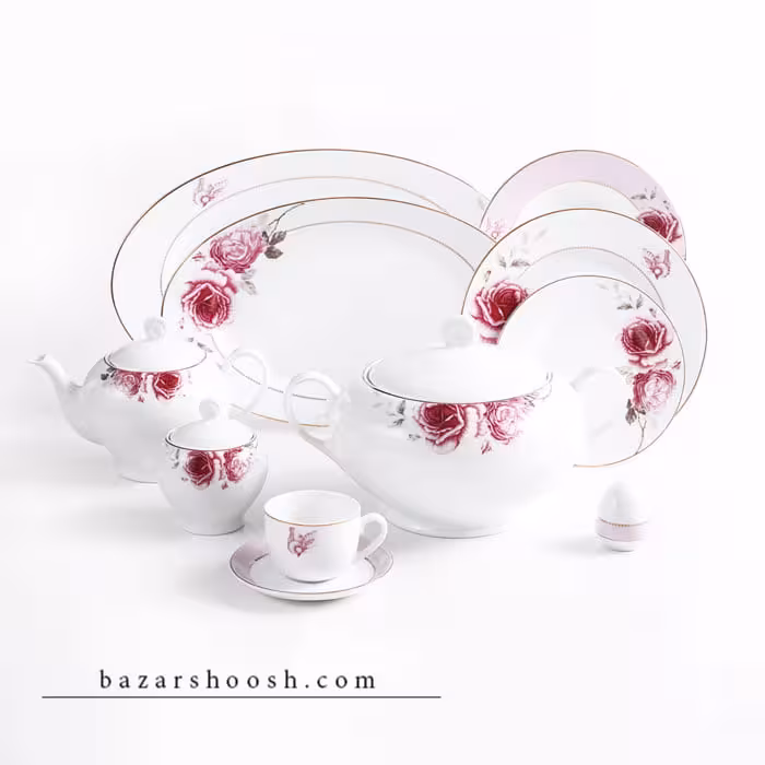 سرویس غذاخوری رزفلاور 12 نفره سری ایتالیا اف 102 پارچه درجه عالی