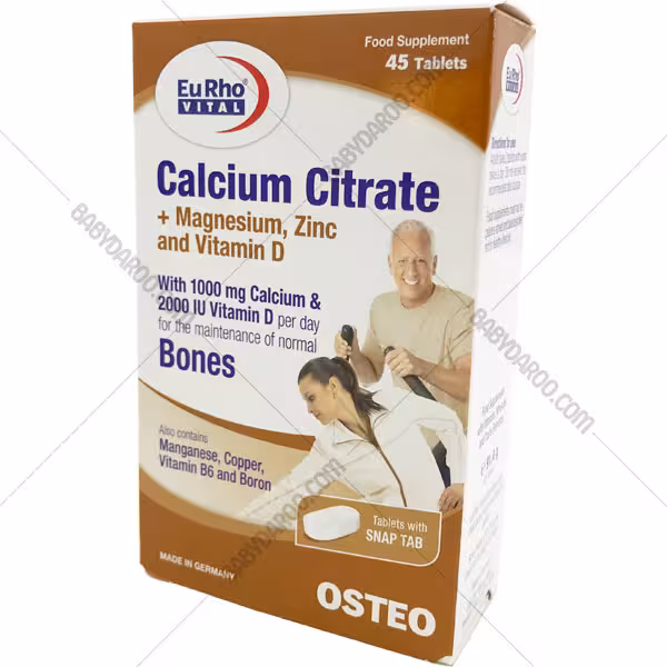 قرص کلسیم سیترات یوروویتال EURHO VITAL-CALCIUM CITRATE MAGNASIUM ZINC D
