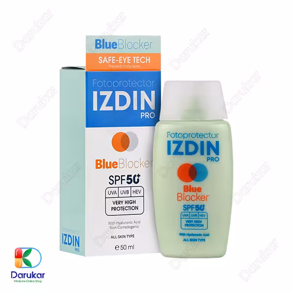 فلوئید ضد آفتاب روشن کننده بلو بلاکر ایزدین پرو SPF50 حجم 50 میلی لیتر