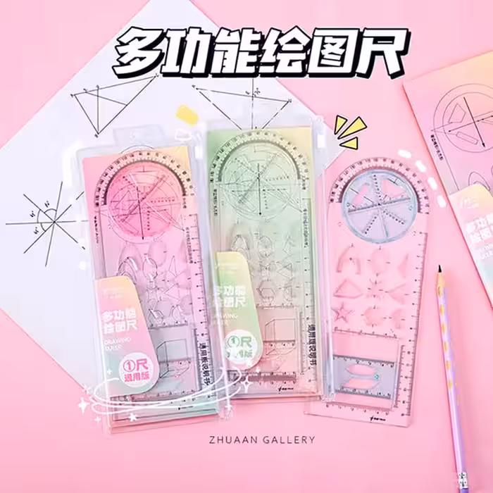 خطکش حرفه ای چندکاره رنگی شفاف