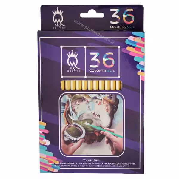 مداد رنگی 36 رنگ ام کیو جعبه مقوایی (مدل MQ-00036G)